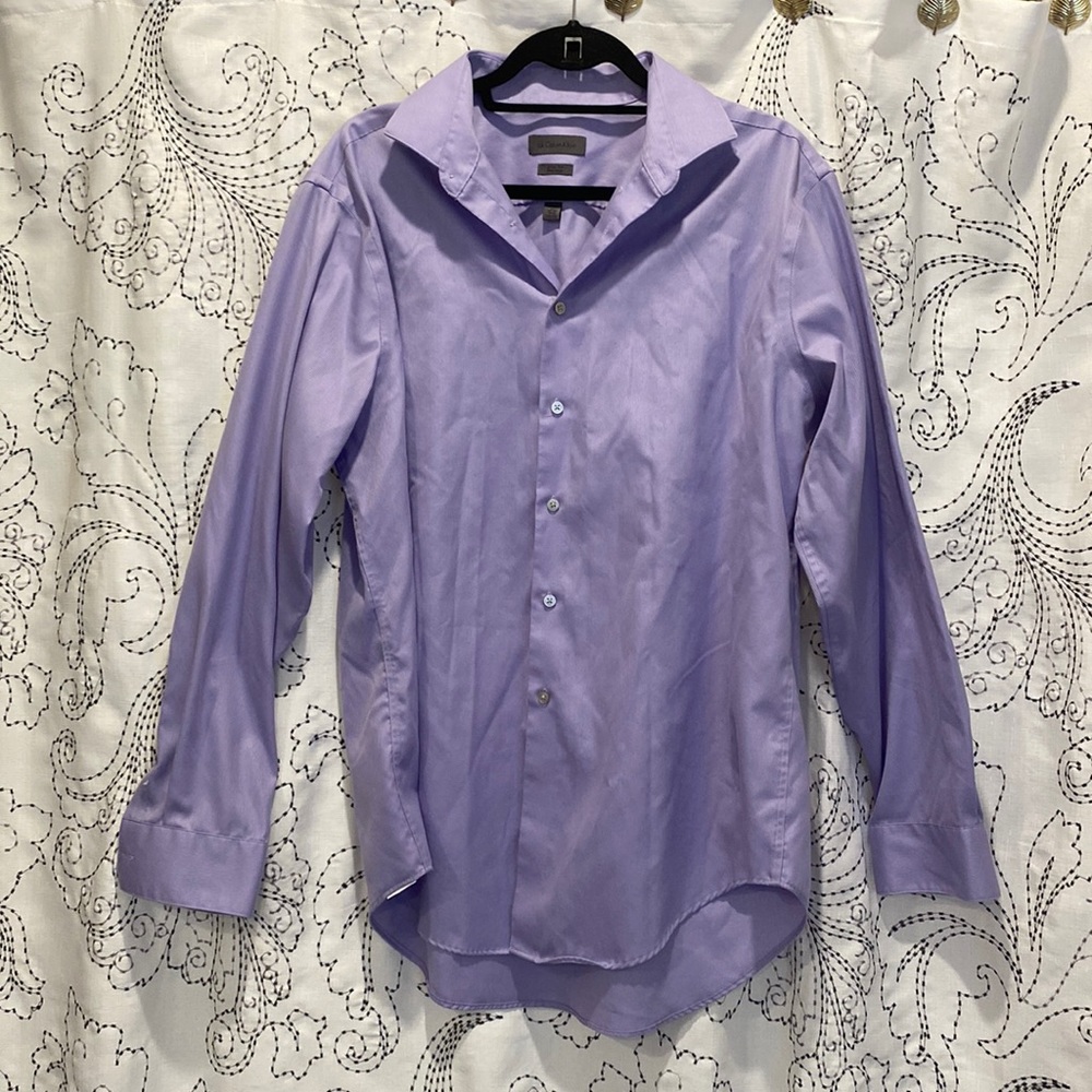 Calvin Klein Mens Dress Shirt Light Purple Size in Pictures